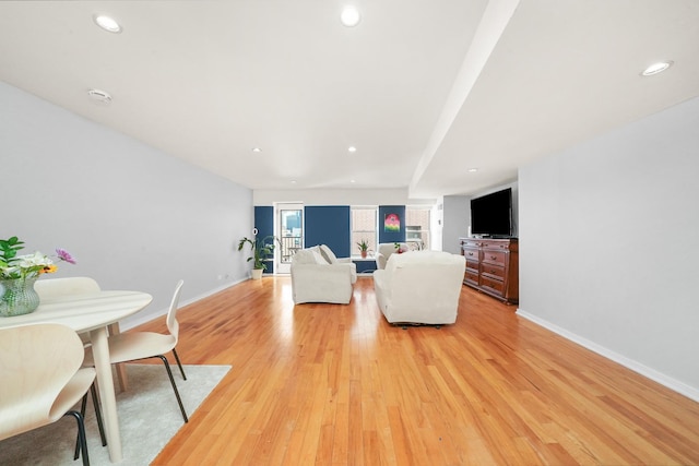 living room with light wood-type flooring