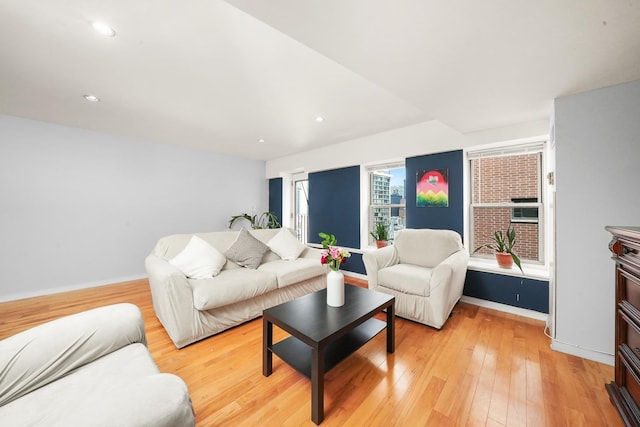 living room with hardwood / wood-style floors