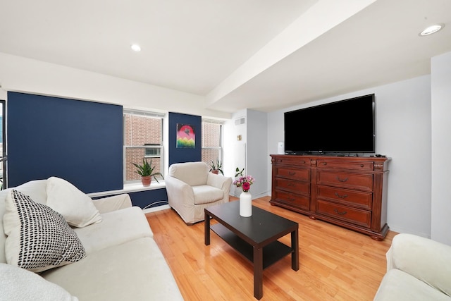 living room with hardwood / wood-style flooring