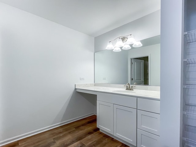 bathroom featuring wood-type flooring and vanity