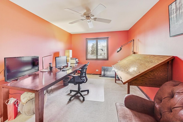 office space featuring ceiling fan