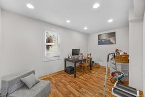 office space featuring hardwood / wood-style flooring