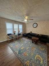 interior space with dark wood-type flooring