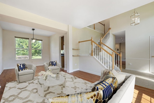 living room with wood-type flooring