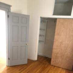 unfurnished bedroom with a closet and wood-type flooring