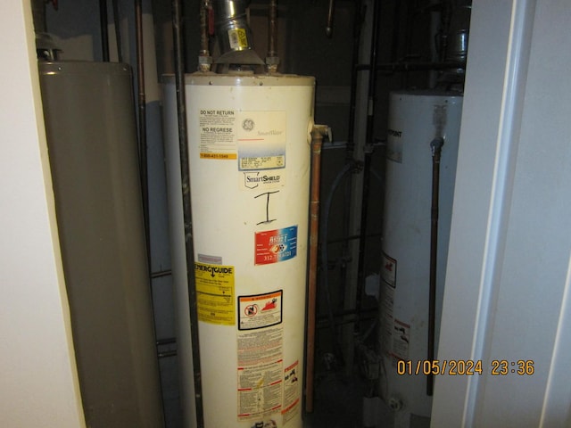 utility room with gas water heater