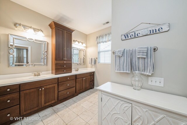 bathroom with vanity, toilet, and walk in shower