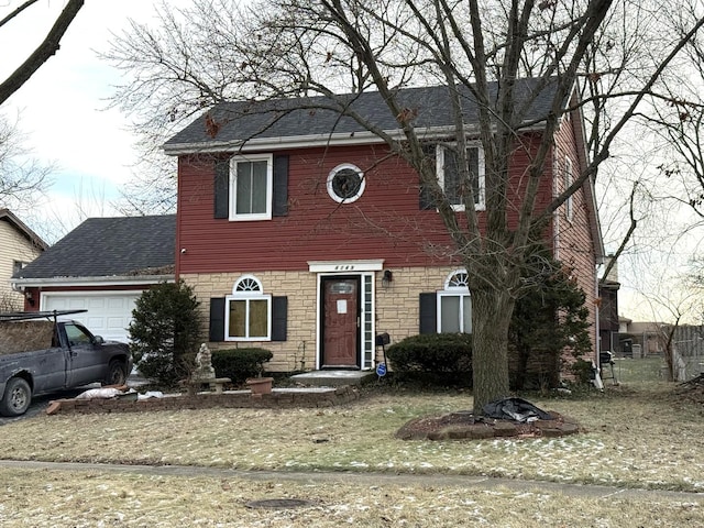 colonial house with a garage