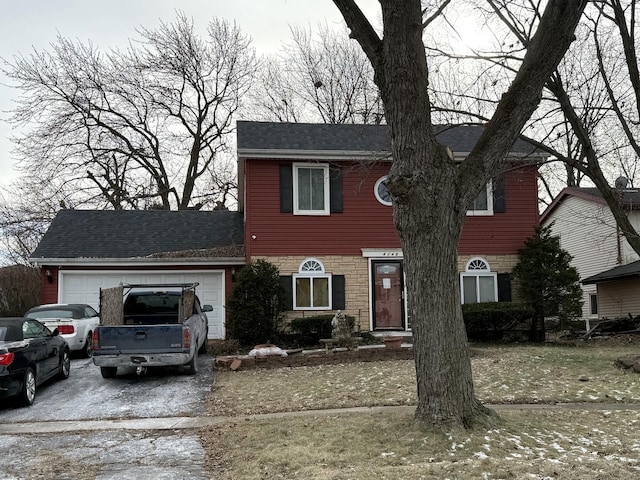 colonial house with a garage