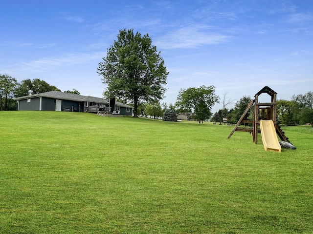 view of yard with a playground