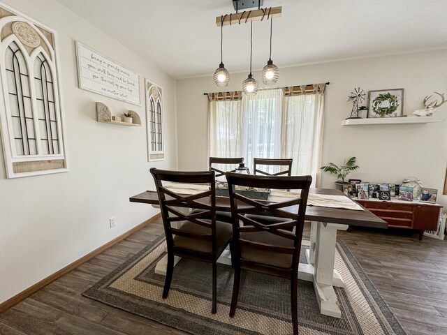 dining space featuring dark hardwood / wood-style flooring