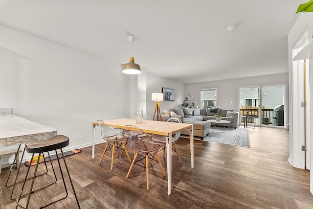 dining area featuring wood-type flooring