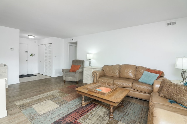 living room with light wood-type flooring