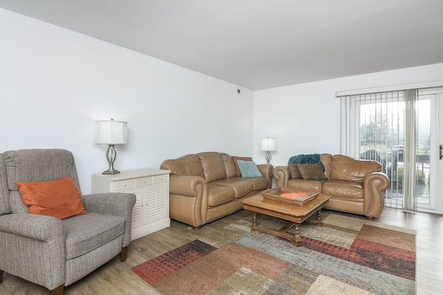 living room featuring light hardwood / wood-style floors