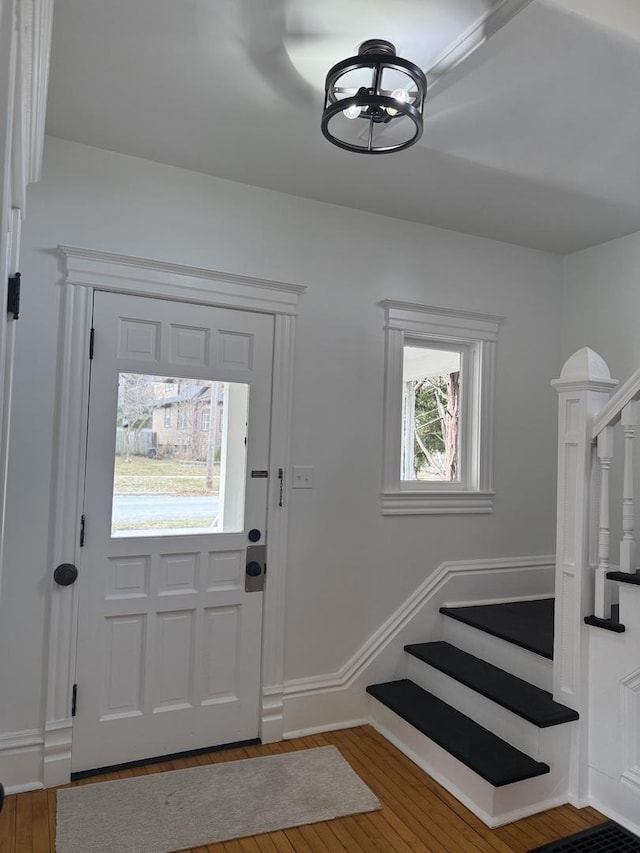 entrance foyer featuring wood-type flooring