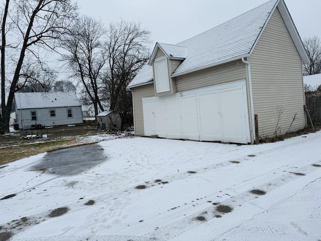 view of snow covered exterior