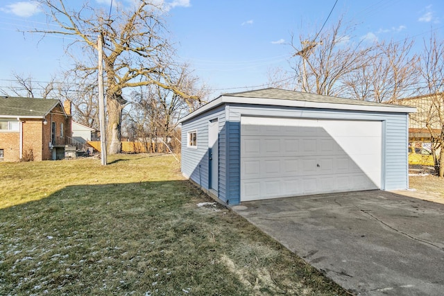 garage with a yard