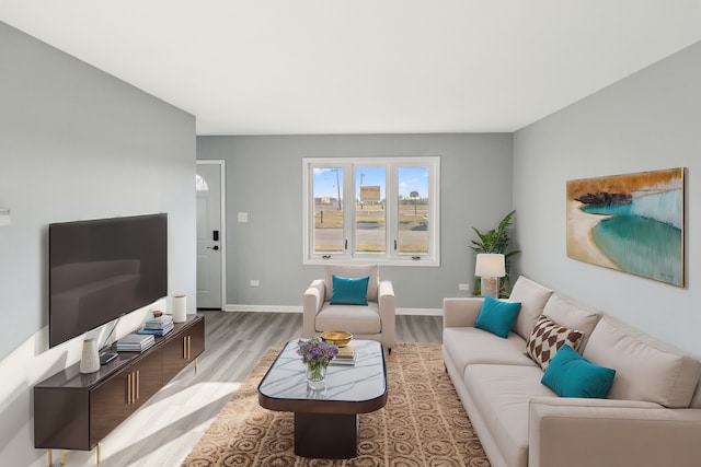 living room with light wood-type flooring