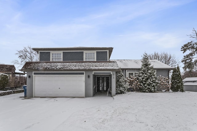 view of front property with a garage