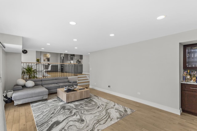 living room featuring light wood-type flooring