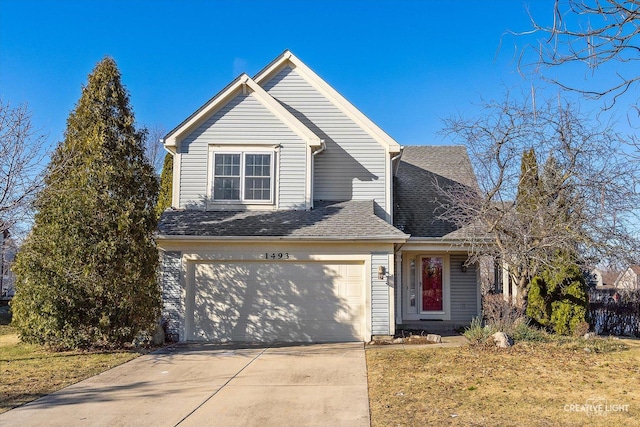 front of property with a garage