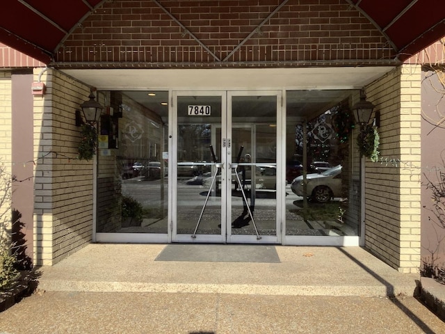 property entrance with french doors