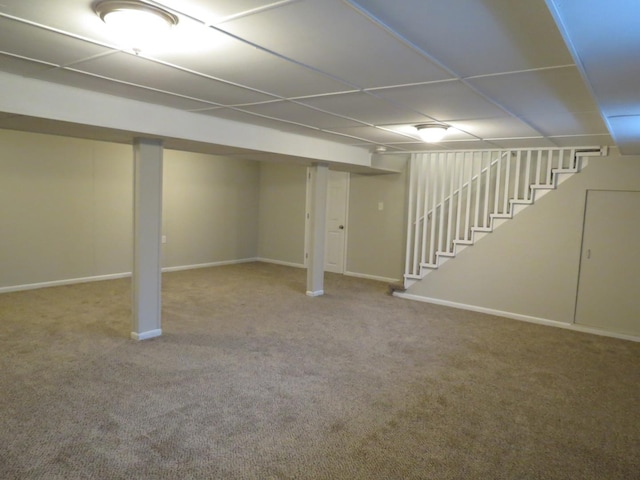 basement featuring carpet