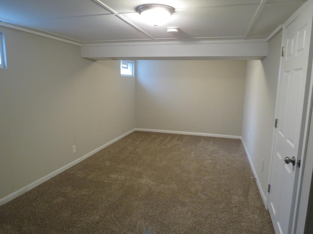 basement with carpet