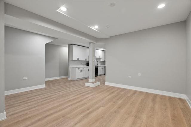 unfurnished living room featuring light hardwood / wood-style flooring