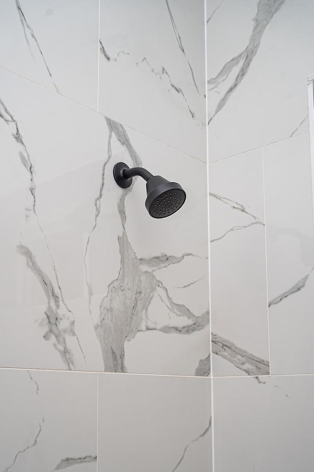 interior details featuring tiled shower