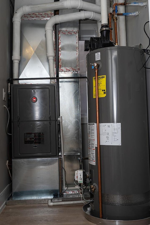 utility room with gas water heater