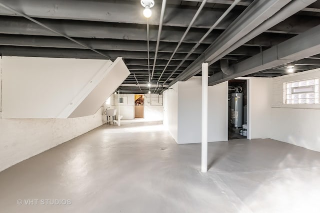 basement with water heater