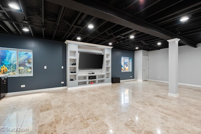 basement with built in features