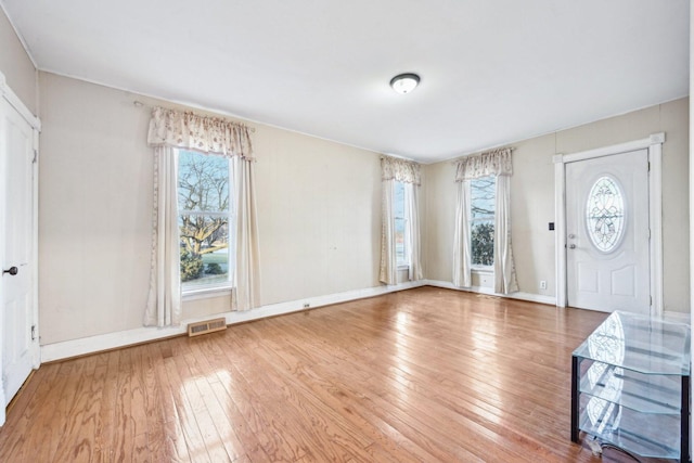 entryway with hardwood / wood-style floors and a wealth of natural light