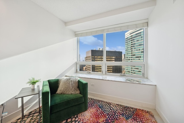 sitting room featuring carpet