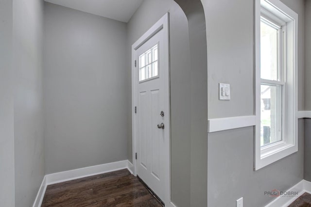 foyer entrance featuring dark hardwood / wood-style flooring