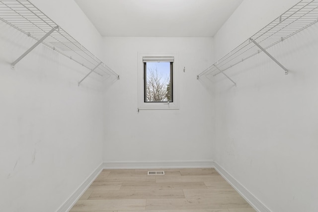 walk in closet featuring light wood-type flooring