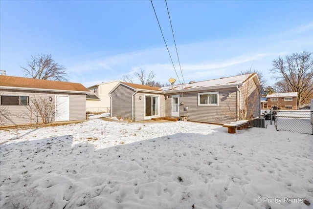 view of snow covered property