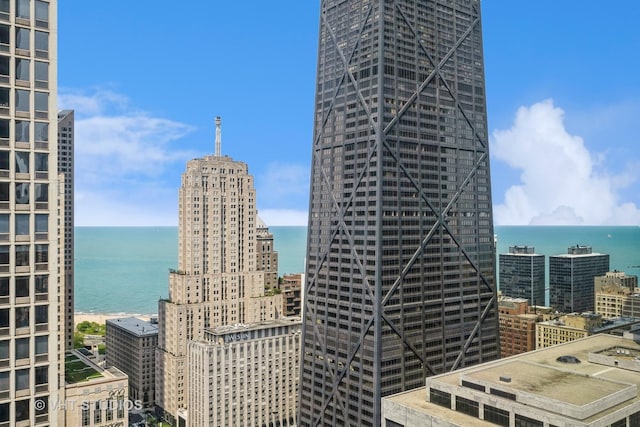 view of city with a water view