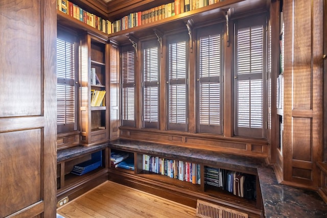 mudroom featuring built in features