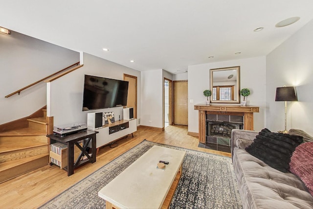 living room with light wood-type flooring