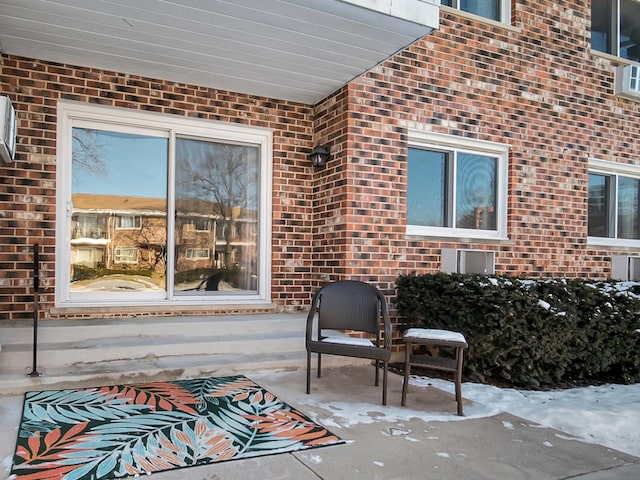 view of snow covered patio