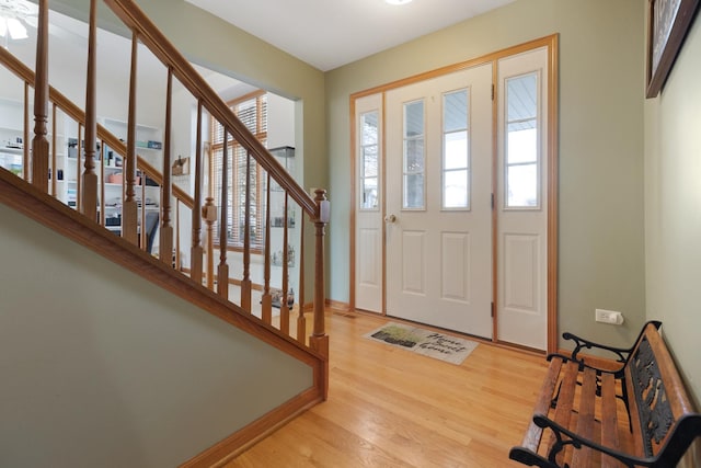 entrance foyer featuring light wood-type flooring