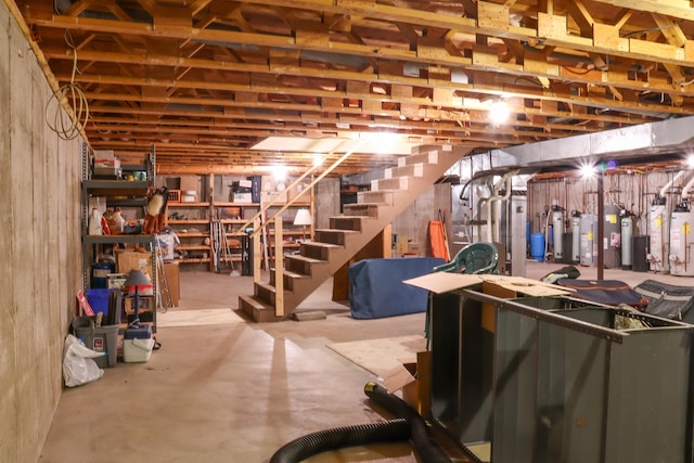 basement with gas water heater