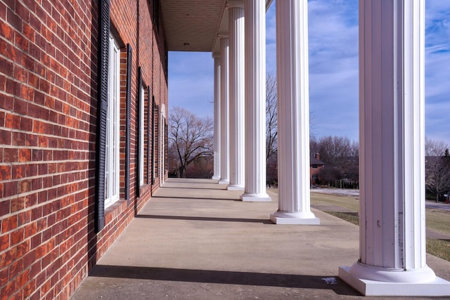 view of patio featuring a porch