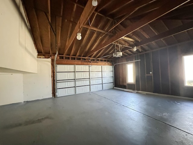 garage with a garage door opener