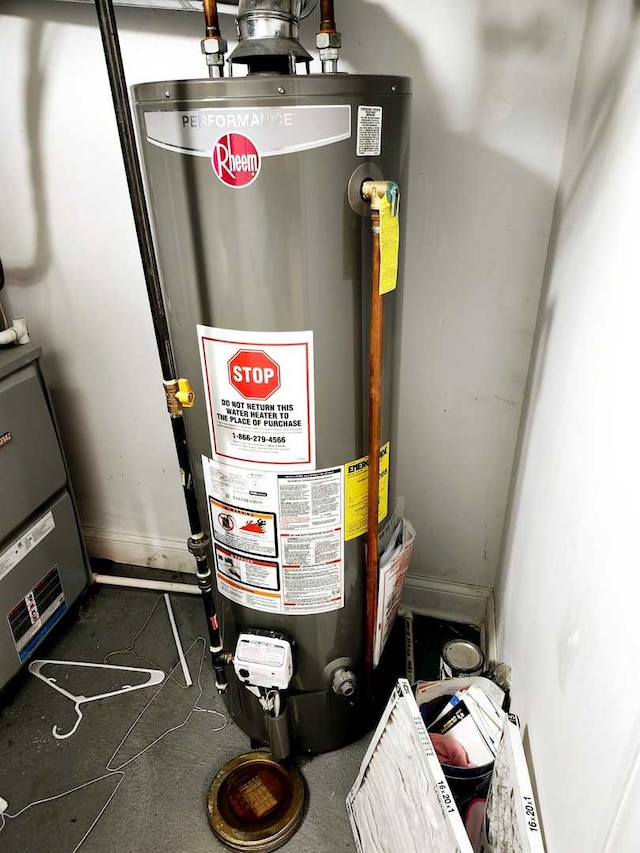 utility room with gas water heater