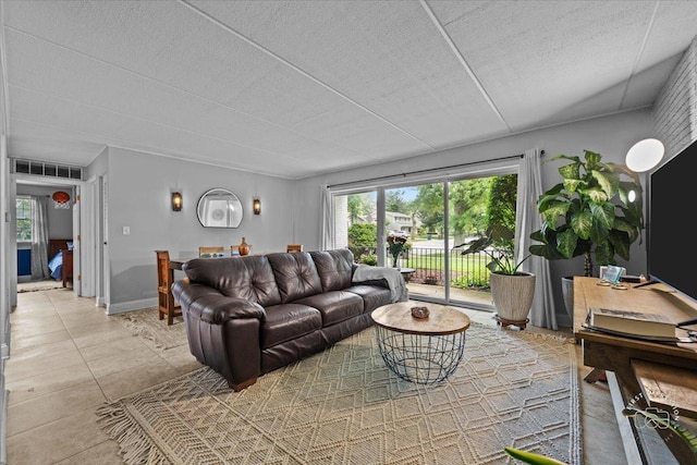 view of tiled living room