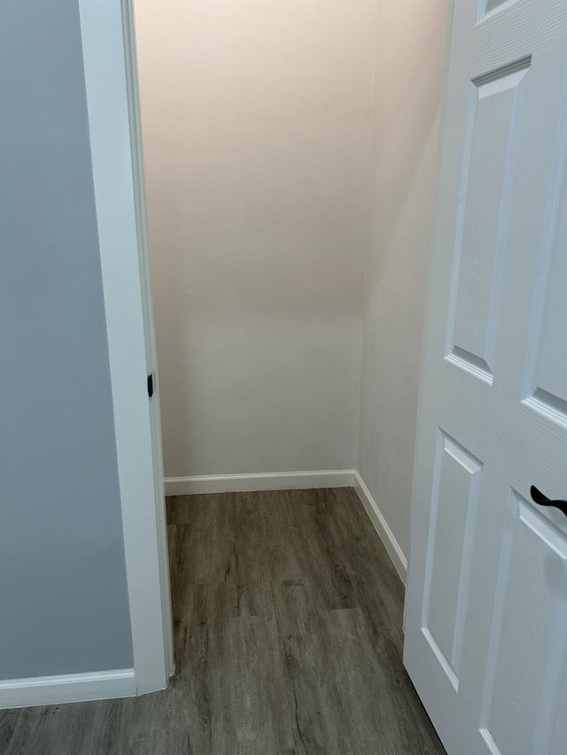 interior space with dark wood-type flooring