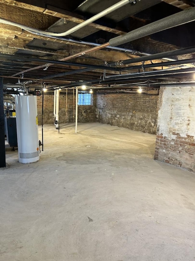 basement with gas water heater